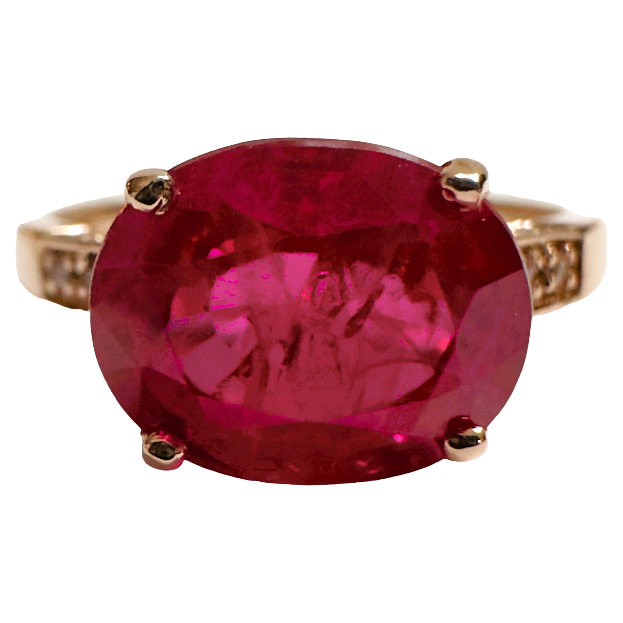 Neu Afrikanischer 3,70 Karat Rosa-Roter Saphir Rose Vergoldeter Sterling Ring