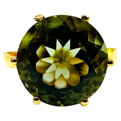 Nuevo anillo africano de 3,8 ct de turmalina verde bosque y zafiro chapado en oro de ley