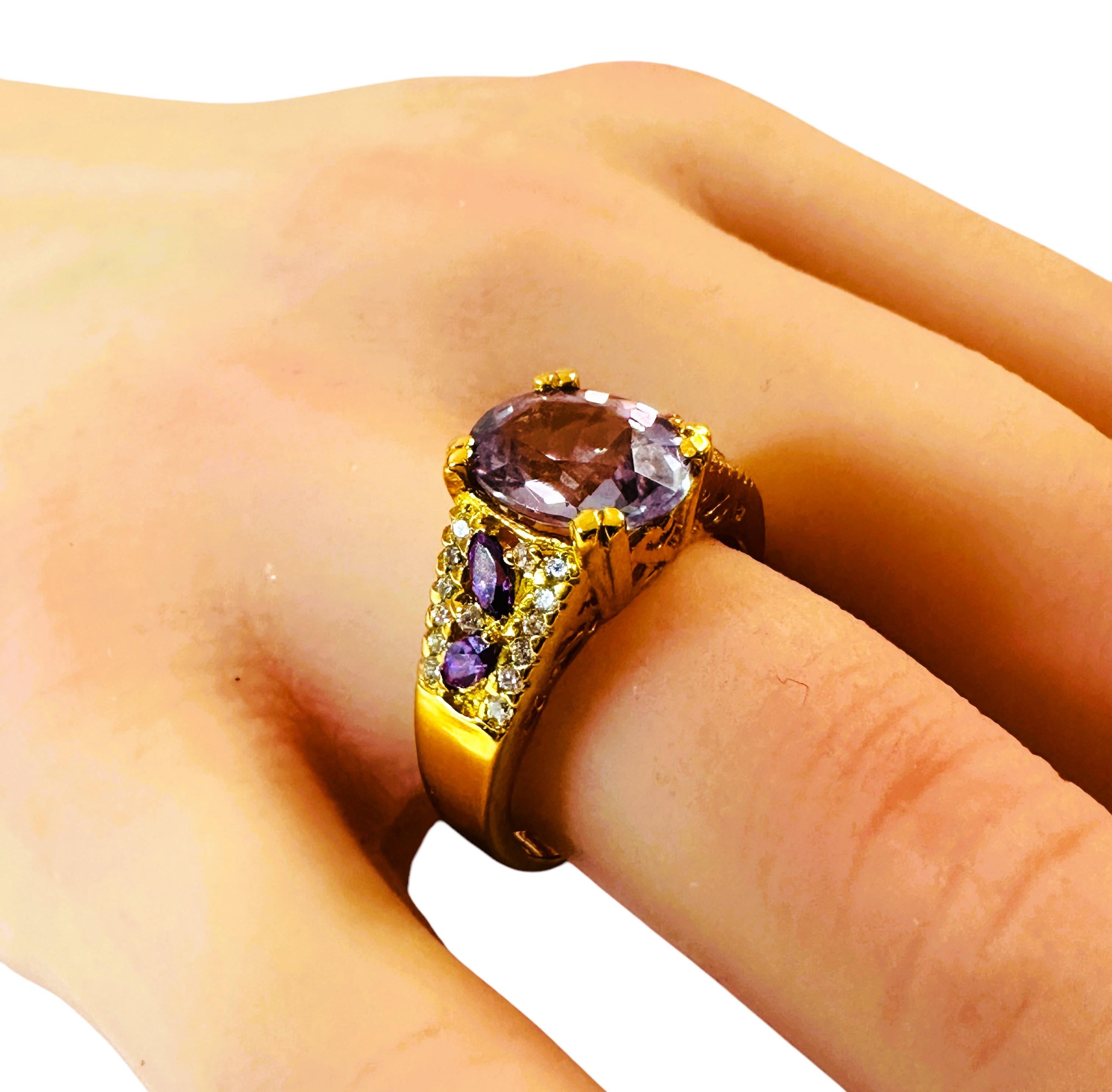 New 3.9 Carat Blue Purp Sapphire & Diamond Cut Sapphire R Gold Sterling Ring In condizioni Nuovo in vendita a Eagan, MN