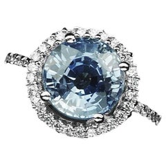 New African 3.9 Ct Cornflower Blue & White Sapphire Plated Sterling Ring