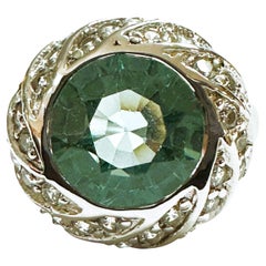 Bague africaine neuve tourmaline verte Paraiba de 3.9 carats et saphir