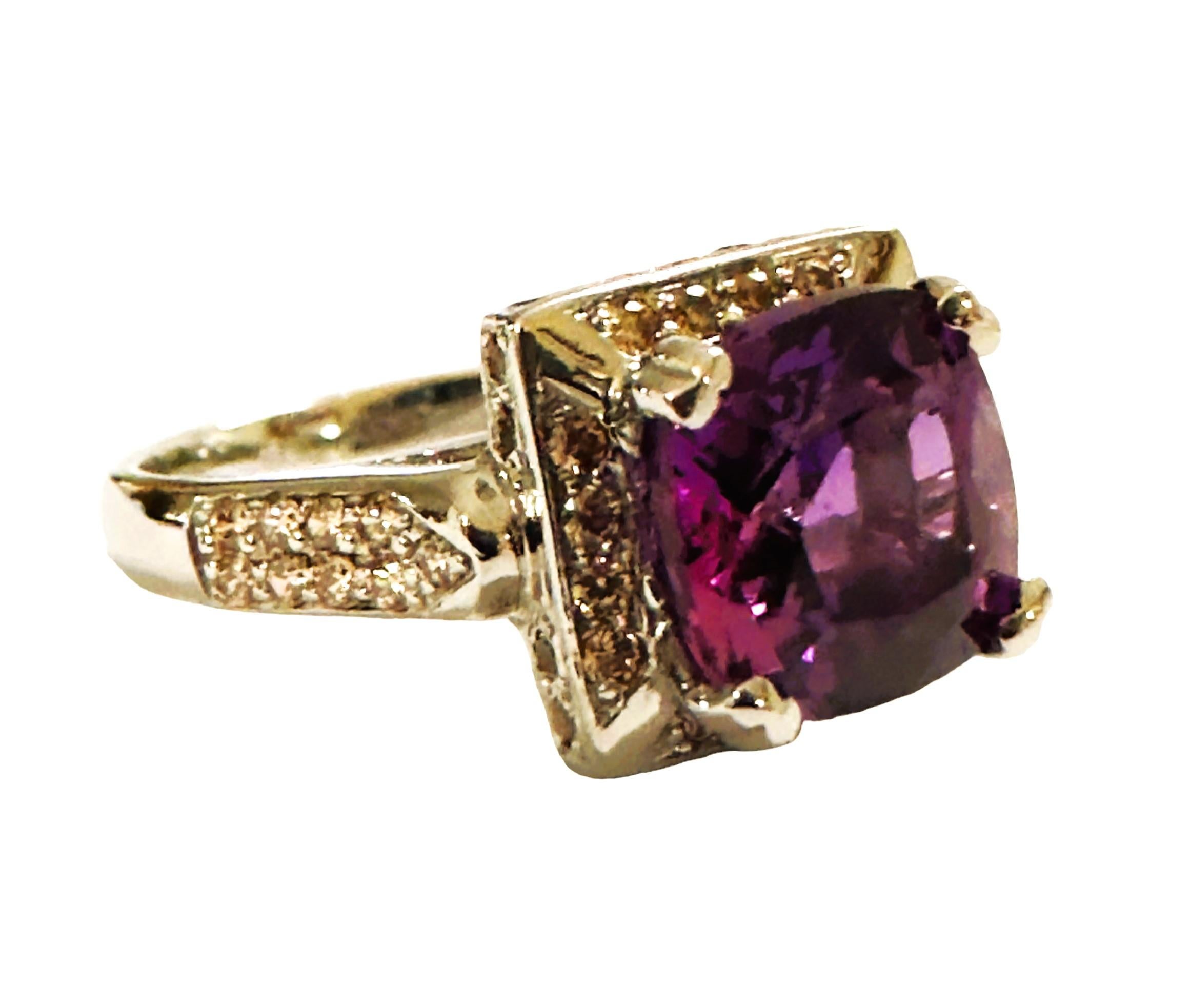 Art Deco New African 3.90 Ct Blue Purple & Champagne Sapphire Sterling Ring For Sale