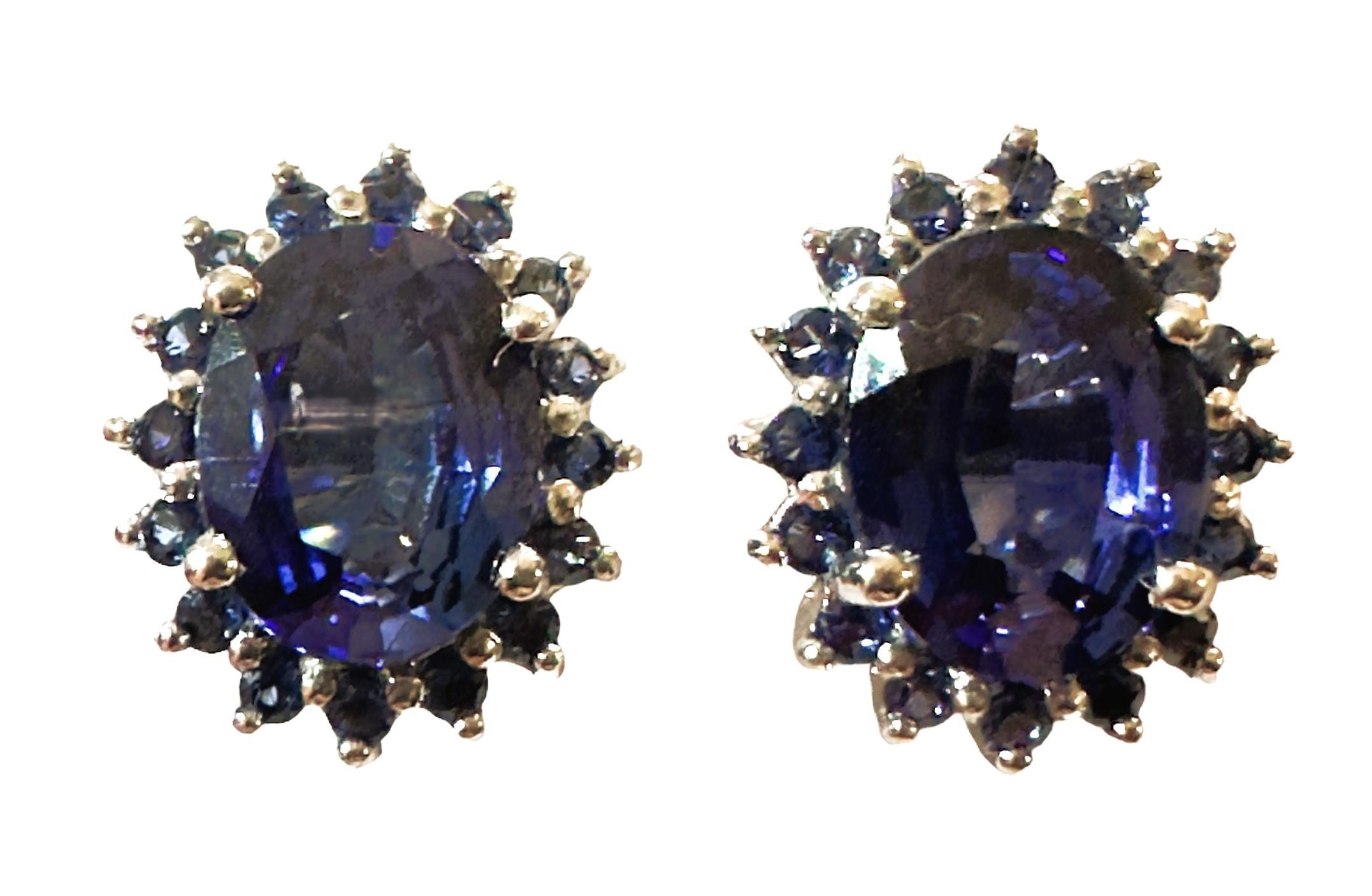 New African 3.90 ct Royal Blue Sapphire Sterling Earrings For Sale 1