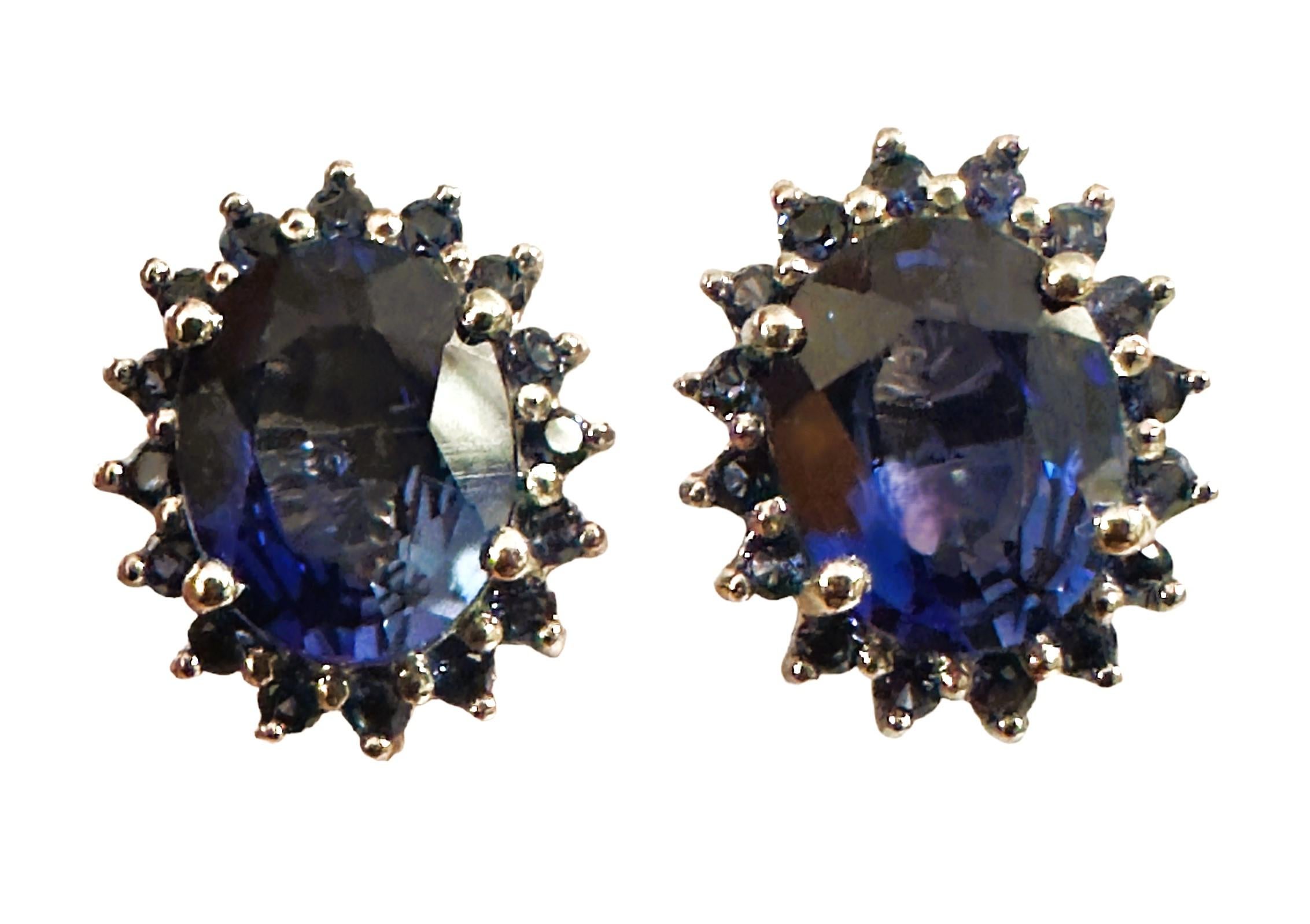 New African 3.90 ct Royal Blue Sapphire Sterling Earrings For Sale 2