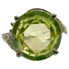 New African 4 Ct Apple Green Sapphire & Yellow Sapphire Sterling Ring