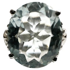 New African 4 Ct Green Amethyst Sterling Ring Size 6