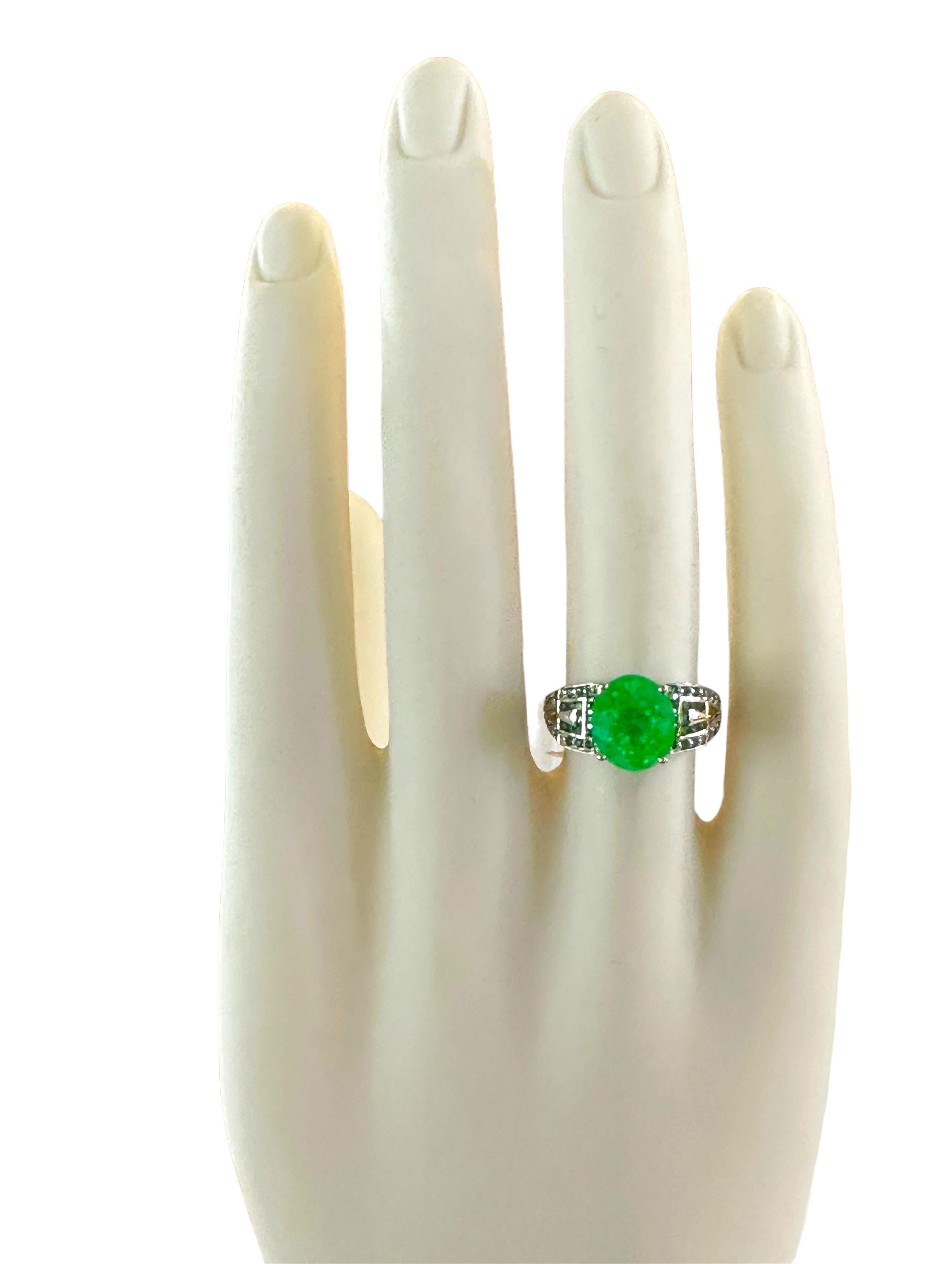 Women's New African 4.0 Ct Emerald Green Garnet Sapphire & Tsavorite Sterling Ring 