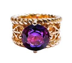 New African 4.10 Ct Blue Purple & Pink Sapphire RGold Plated Sterling Ring