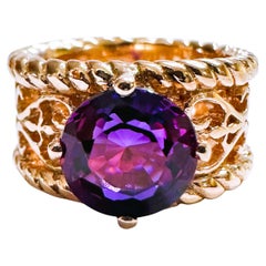 Antique New African 4.10 Ct Blue Purple & Pink Sapphire RGold Plated Sterling Ring