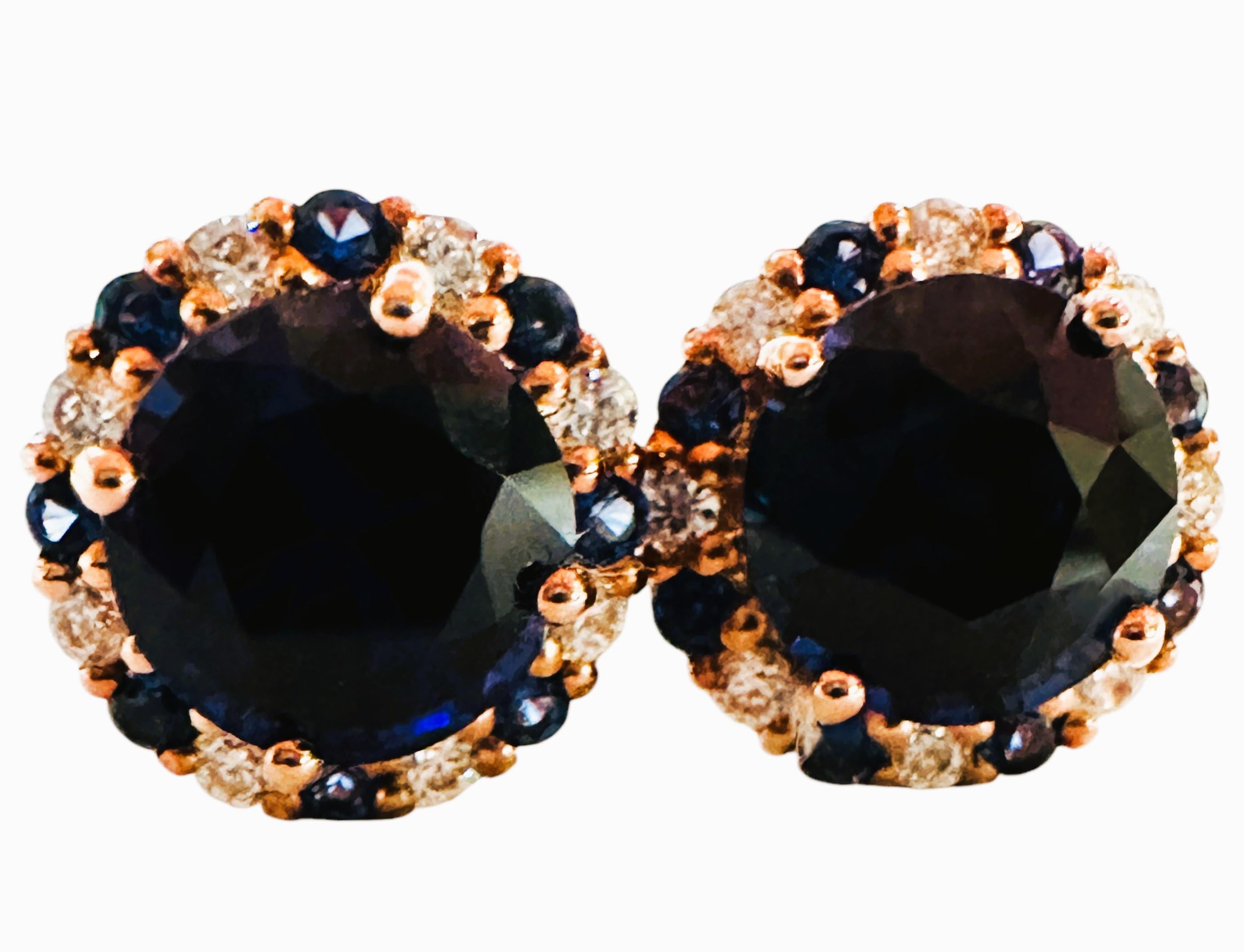 New African 4.10 ct Deep Blue & White Sapphire Sterling Post Earrings In New Condition In Eagan, MN