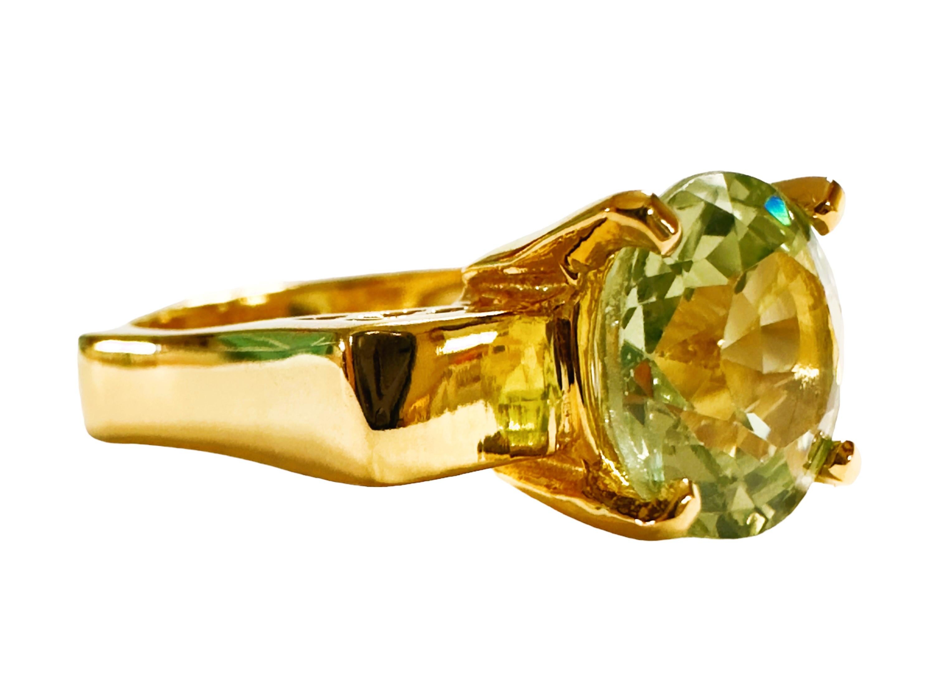 New African 4.2 ct Peridot Yellow Gold Plated Sterling Ring In New Condition In Eagan, MN