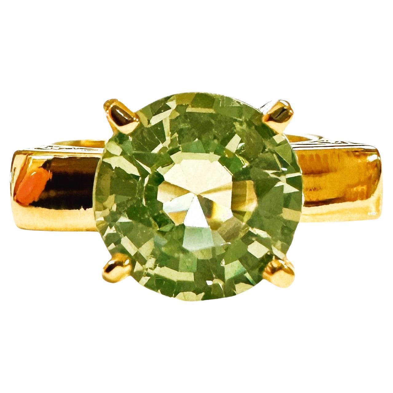 New African 4.2 ct Peridot Yellow Gold Plated Sterling Ring