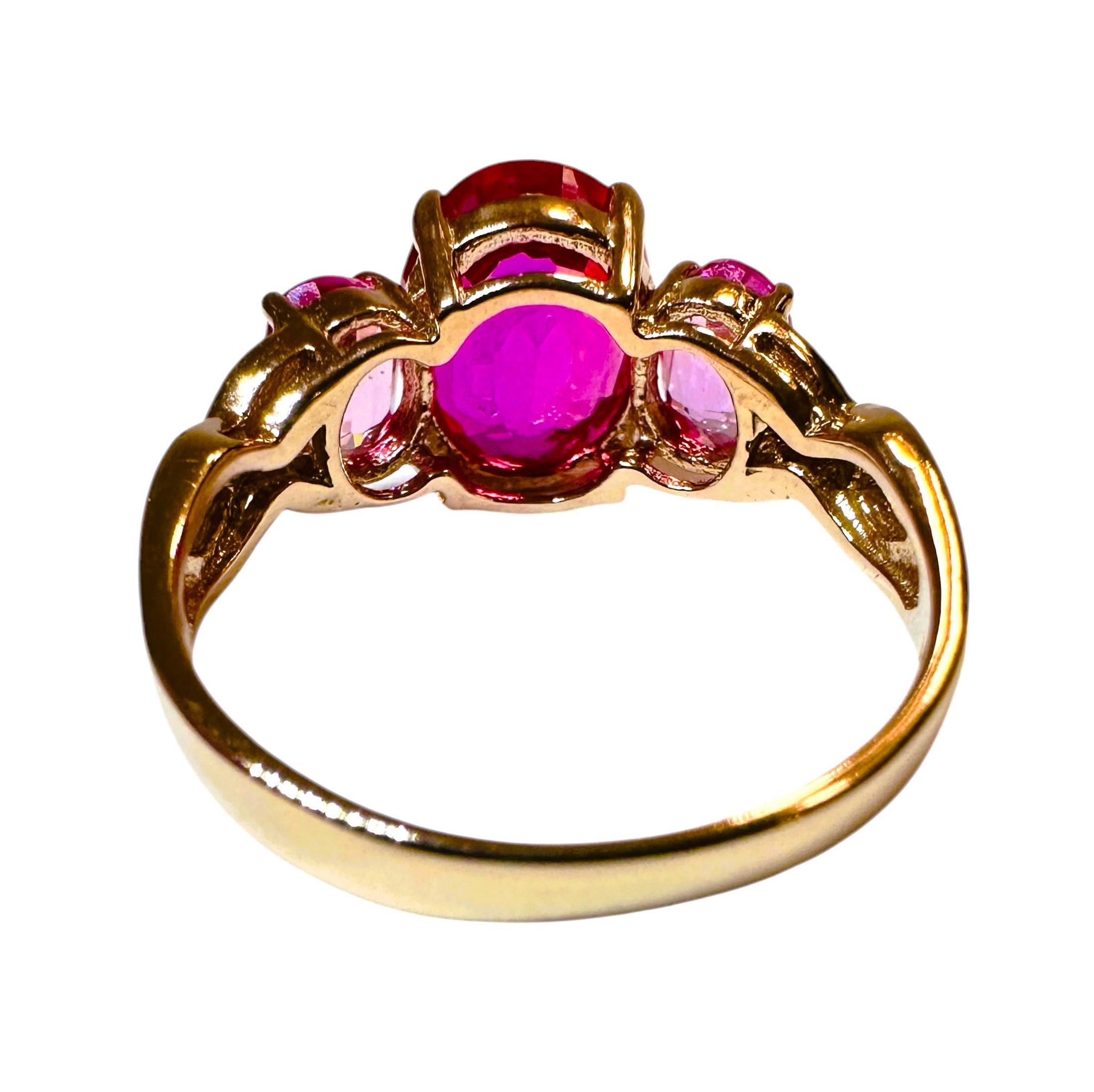 Oval Cut New African 4.4 Ct Fuchsia Pink Sapphire Rose Gold Plated Sterling Ring