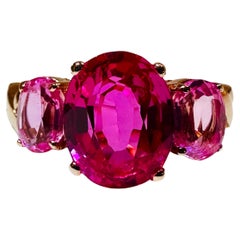 New African 4.4 Ct Fuchsia Pink Sapphire Rose Gold Plated Sterling Ring