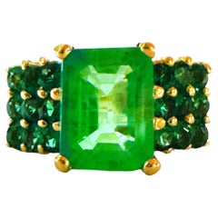 New African 4.60 Ct Emerald Green Garnet Sapphire 
Tsavorite Sterling Ring