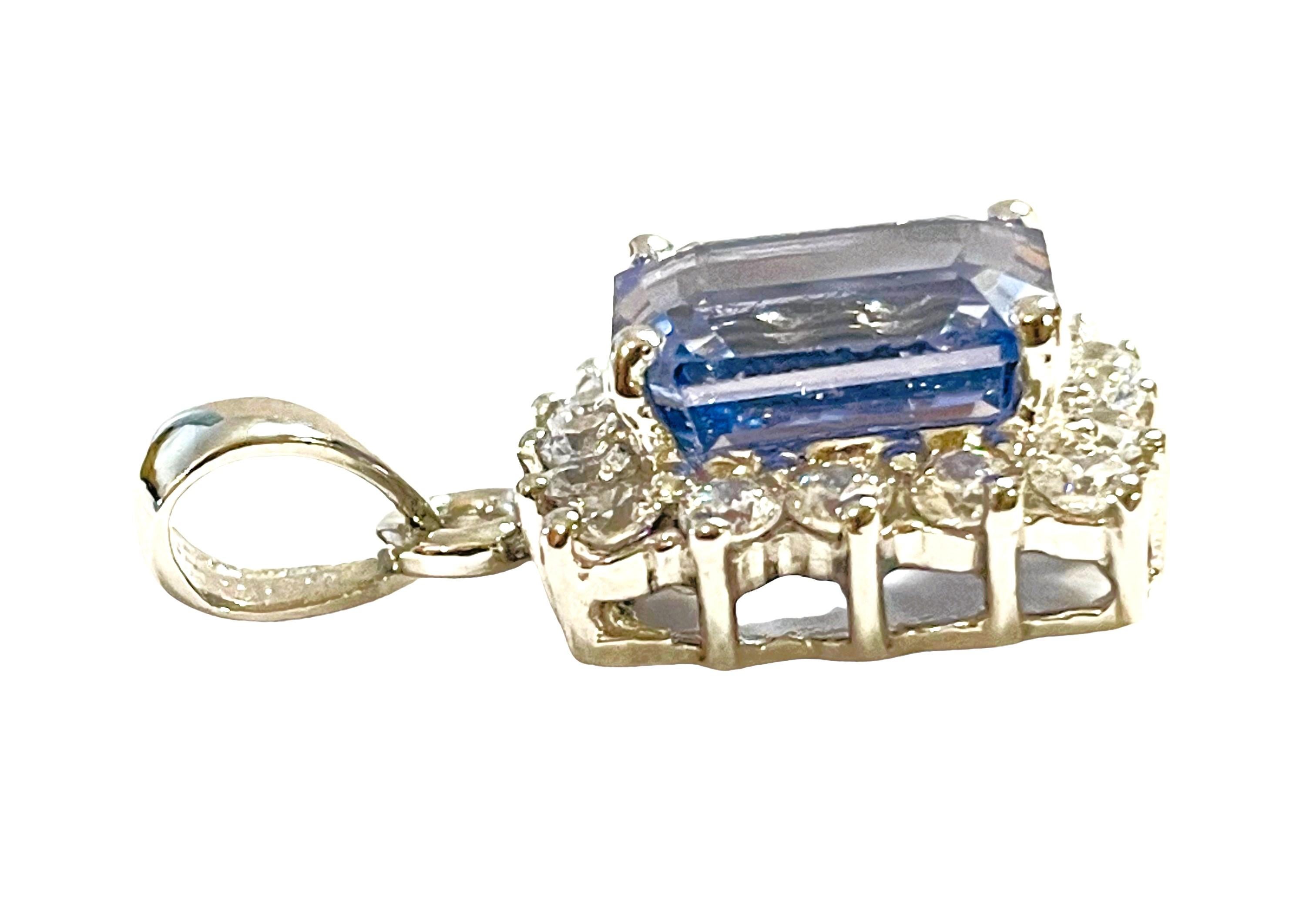 The Sapphire stone is was mined in Africa and is just exquisite. Cornflower blue is such a beautiful color..  It just shimmers and sparkles. The stone is an Emerald cut and measures 10 x 7.5 mm.  It is surrounded by White Diamond cut Sapphire