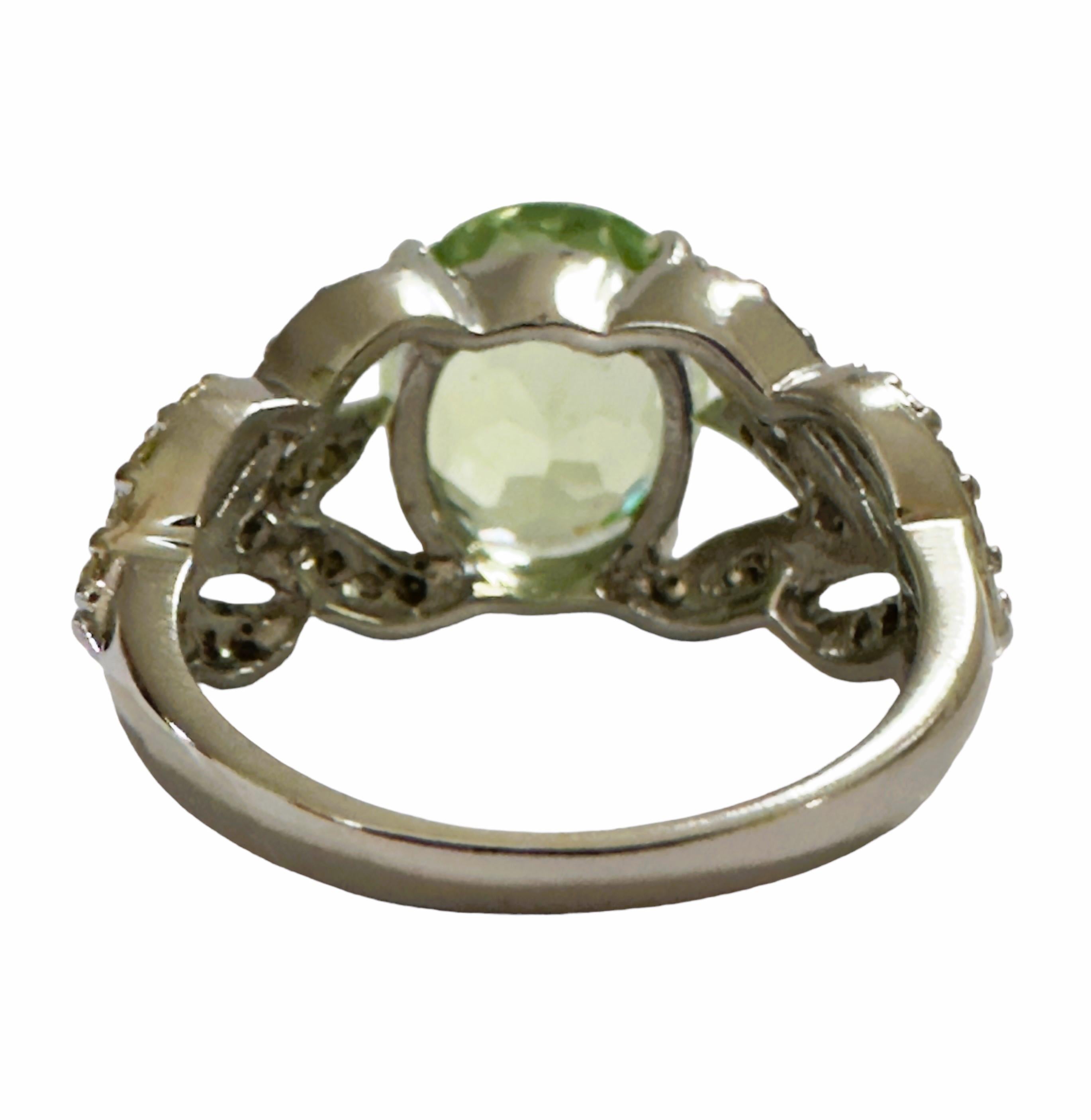 Art Deco New African 4.70 Ct Green Amethyst & Yellow Sapphire Sterling Ring  For Sale
