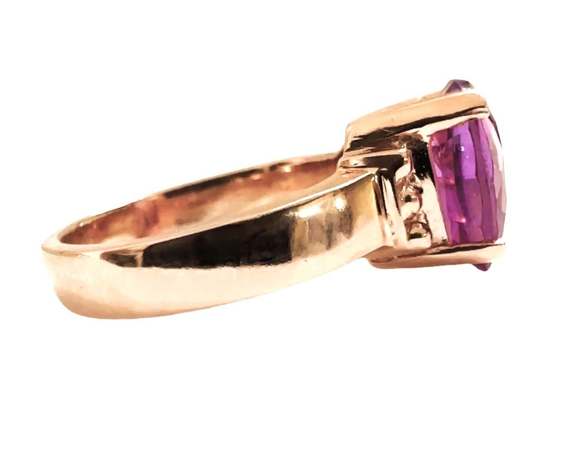 Women's New African 4.70 Ct Pear Cut Pink Sapphire Rose Gold Plated Sterling Ring  For Sale