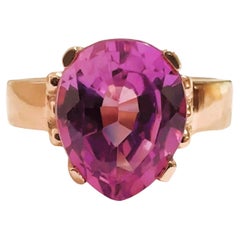 Antique New African 4.70 Ct Pear Cut Pink Sapphire Rose Gold Plated Sterling Ring 