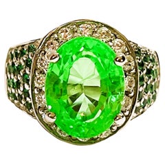 New African 4.70 Carat Emerald Green Garnet Sapphire 
Tsavorite Sterling Ring