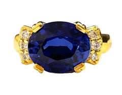 New African 4.80ct Kashmir Blue and White Sapphire Ygold Plate Sterling Ring
