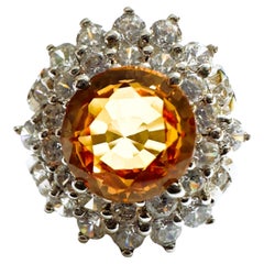 New African 5 ct IF Yellow Golden Sapphire & White Sapphire Sterling Ring