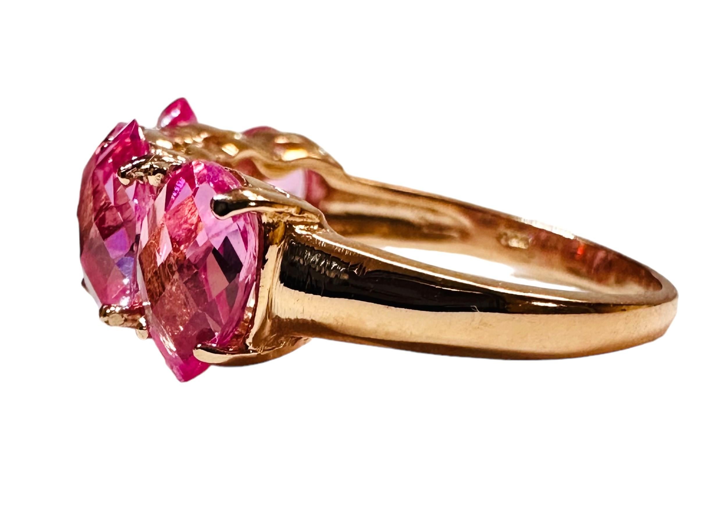Neuer afrikanischer 5 Karat rosa Saphir Roségold vergoldeter Sterling-Ring (Art déco)