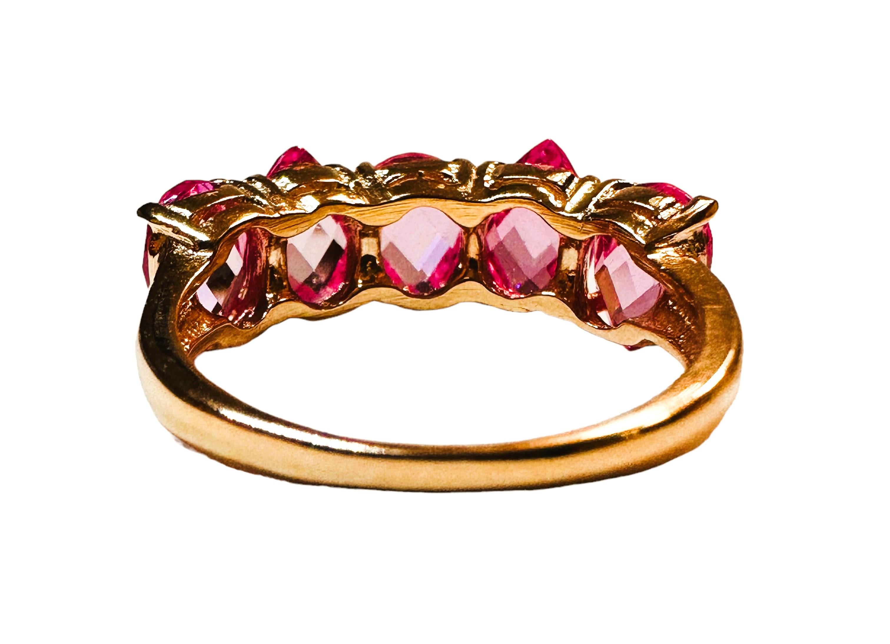 Neuer afrikanischer 5 Karat rosa Saphir Roségold vergoldeter Sterling-Ring (Tropfenschliff)