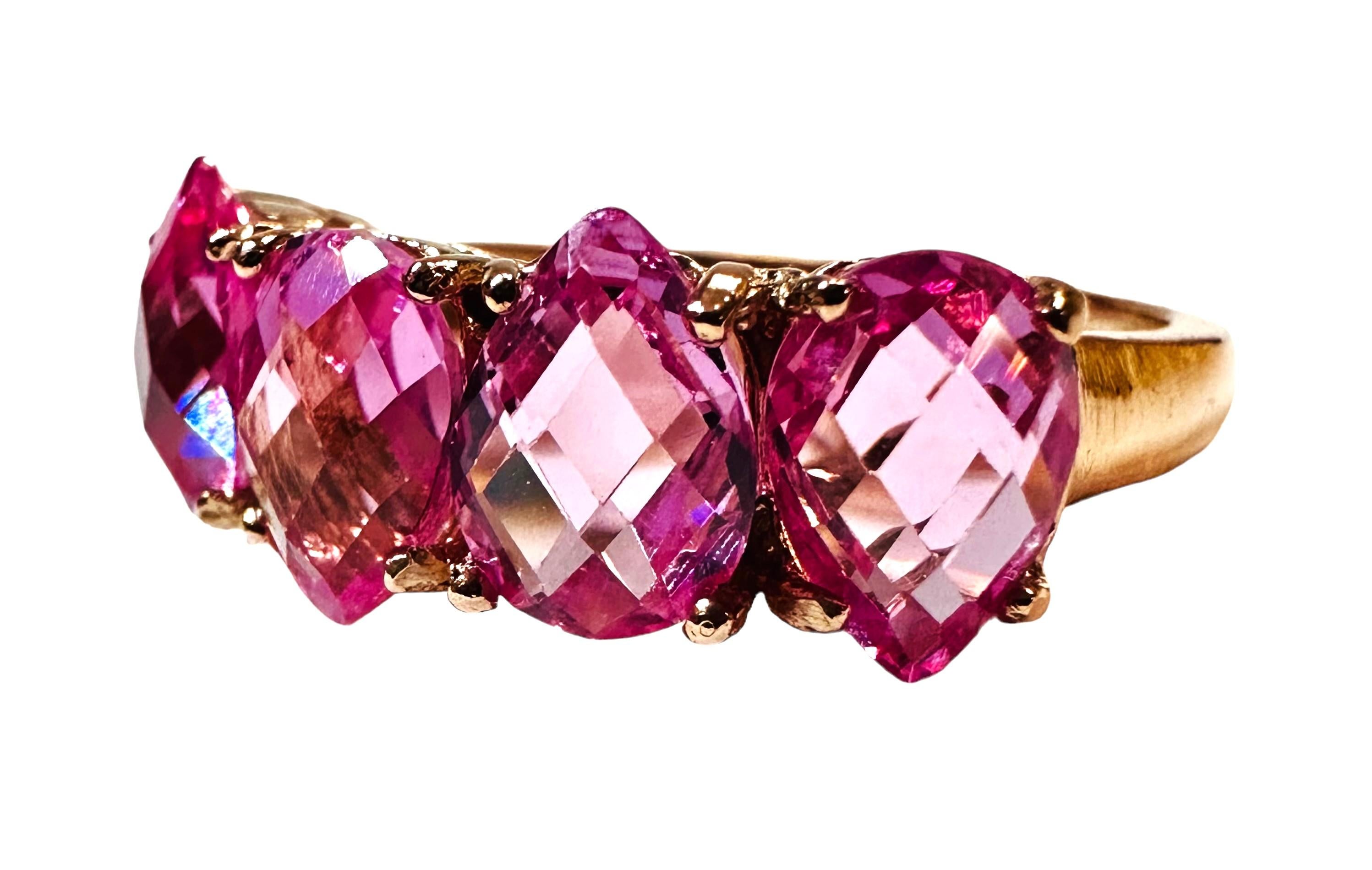 Neuer afrikanischer 5 Karat rosa Saphir Roségold vergoldeter Sterling-Ring Damen