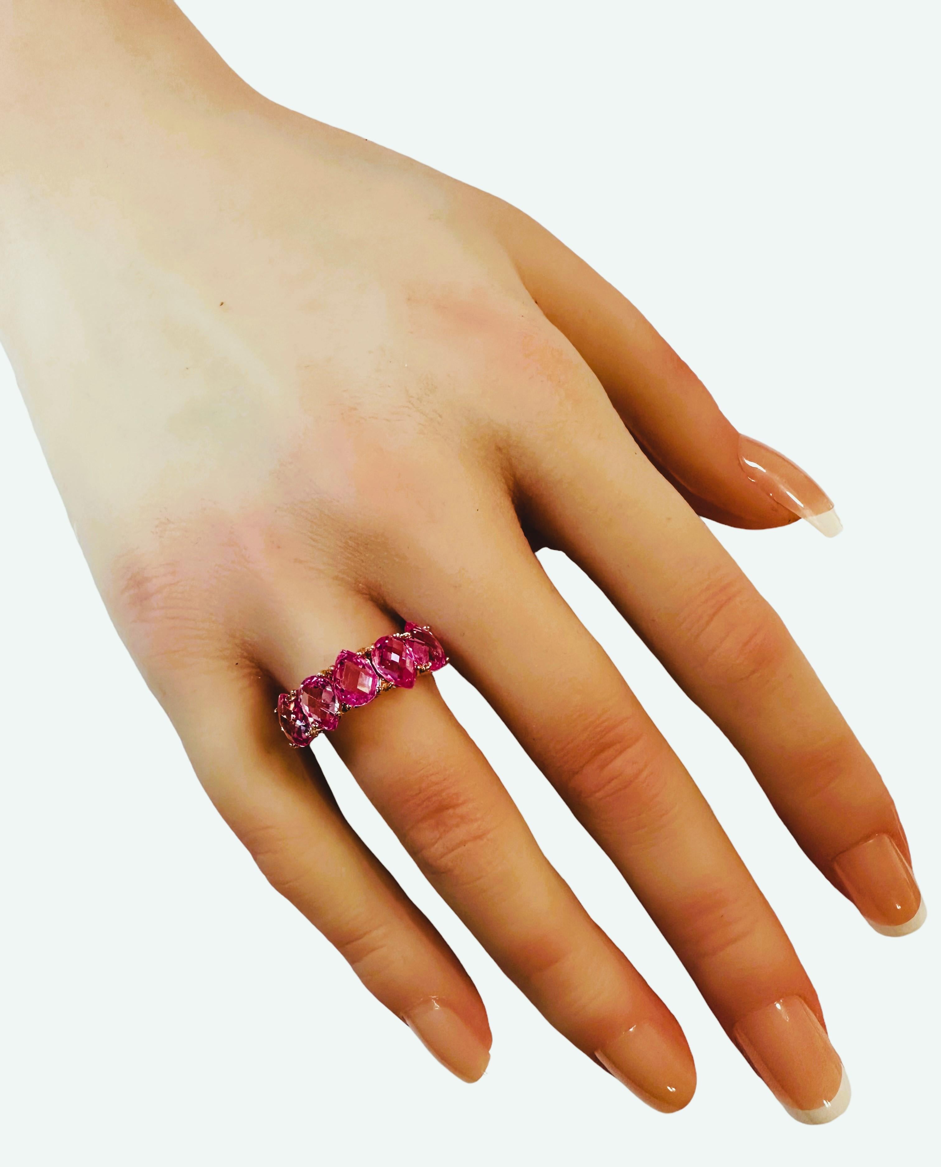Neuer afrikanischer 5 Karat rosa Saphir Roségold vergoldeter Sterling-Ring 1