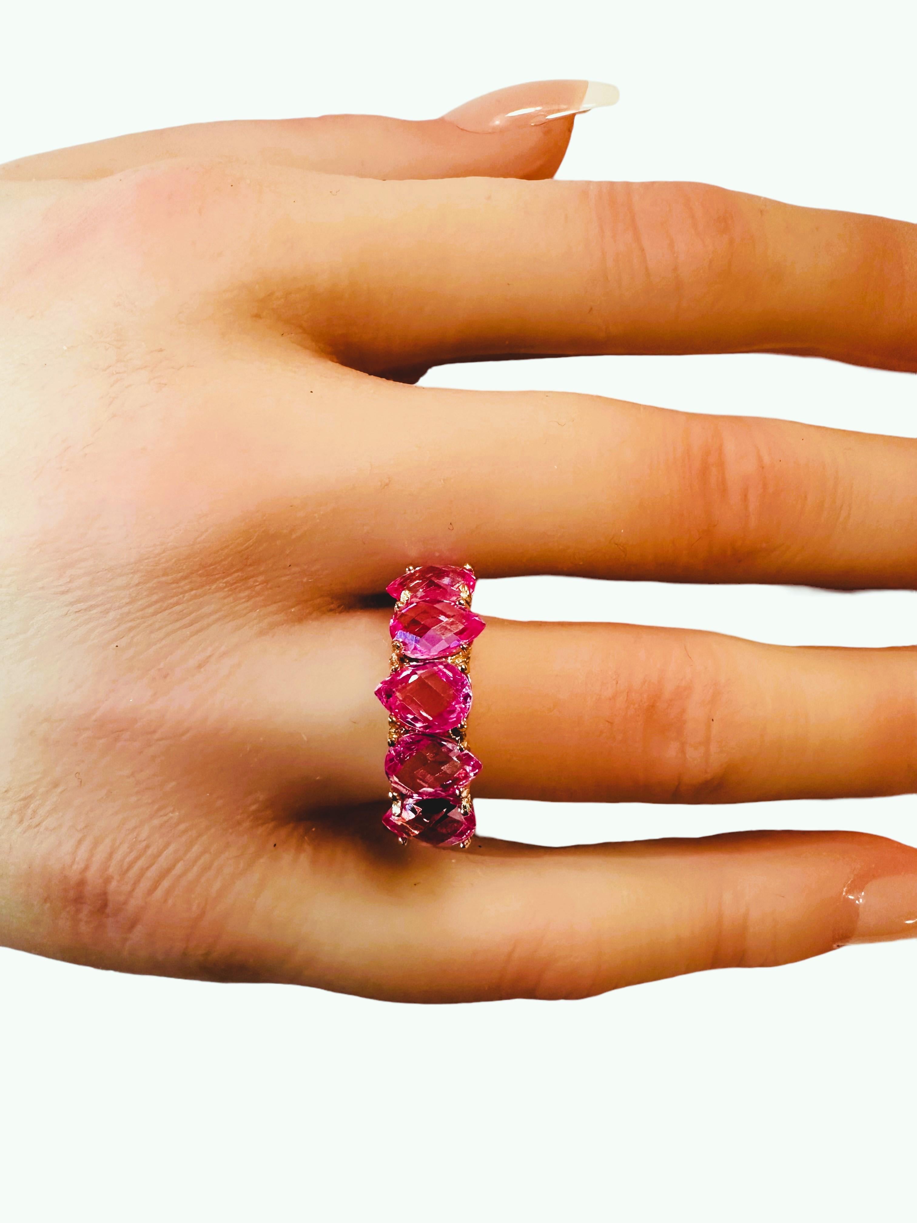 Neuer afrikanischer 5 Karat rosa Saphir Roségold vergoldeter Sterling-Ring 2