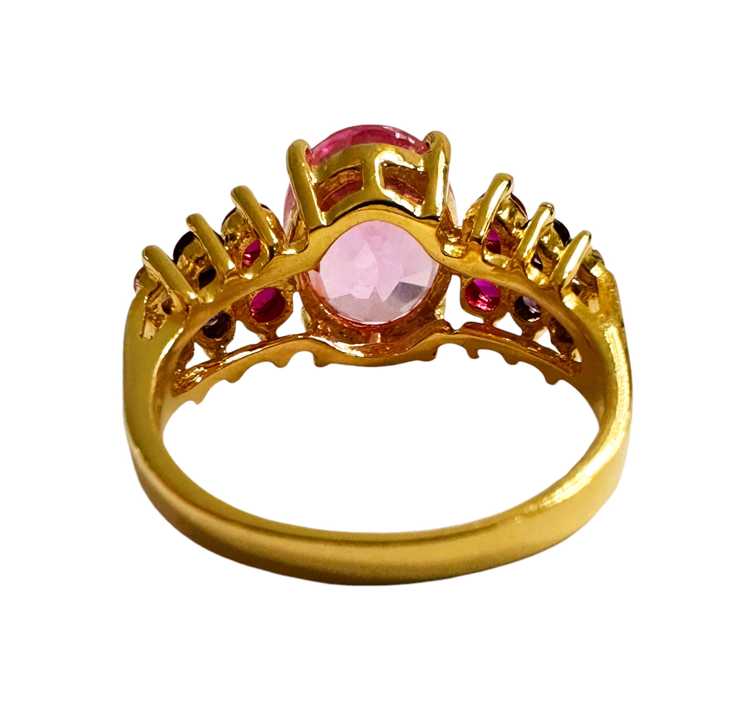 Nuevo anillo de oro de ley de 5,1 quilates de zafiro rosa y zafiro talla diamante YGold Corte oval