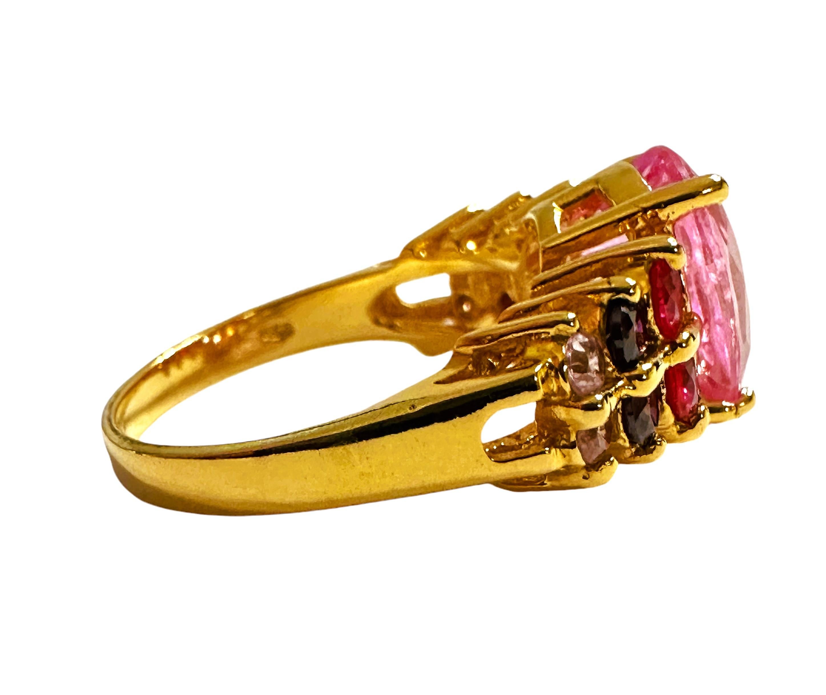 Nuevo anillo de oro de ley de 5,1 quilates de zafiro rosa y zafiro talla diamante YGold en Nuevo Estado en Eagan, MN