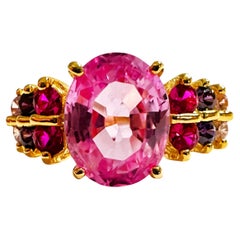 Nuevo anillo de oro de ley de 5,1 quilates de zafiro rosa y zafiro talla diamante YGold
