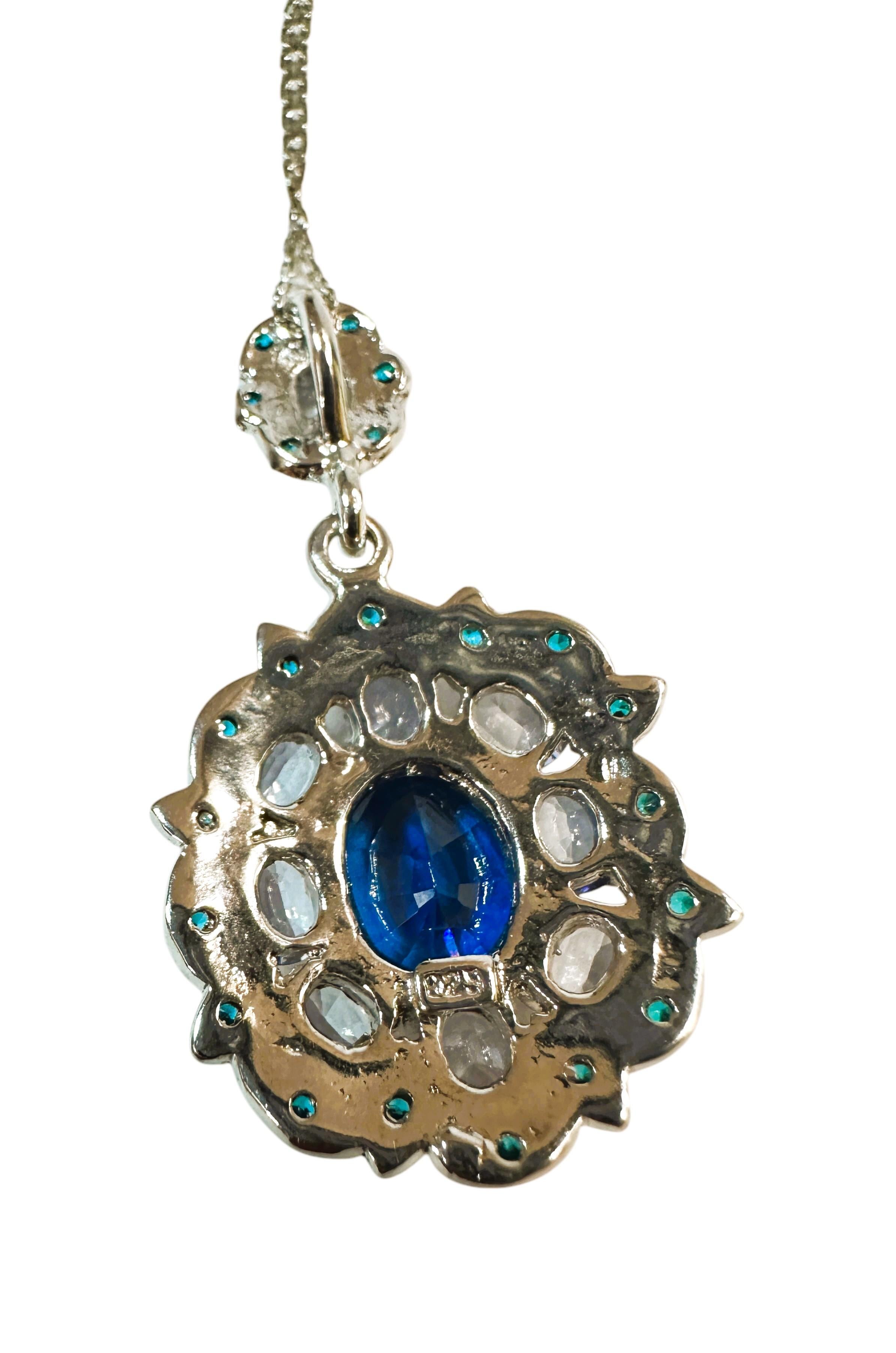New African 5.12 ct Blue Topaz & Paraiba Blue Sterling Anhänger Halskette im Zustand „Neu“ im Angebot in Eagan, MN