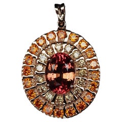 New African 5.12 ct Padparadscha Sapphire Rose Gold Plated Sterling Necklace