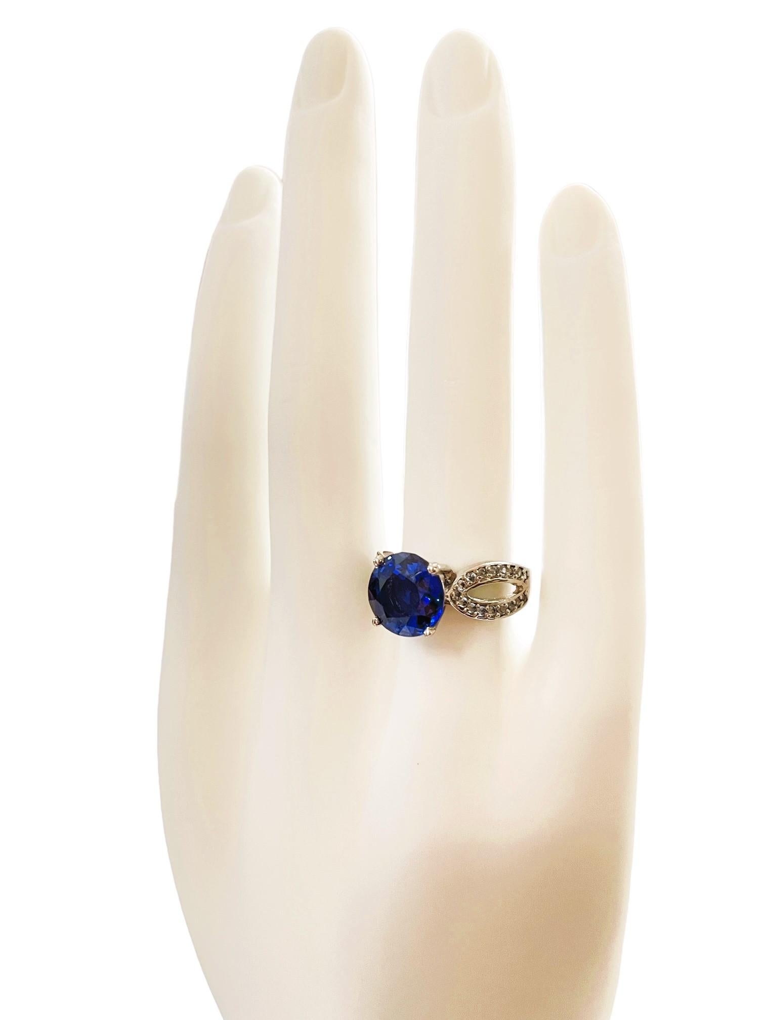 New African 5.2 Ct Kashmir Blue & Light Blue Sapphire Sterling Ring 4