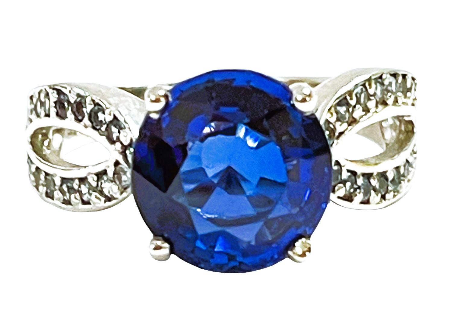 Art Deco New African 5.2 Ct Kashmir Blue & Light Blue Sapphire Sterling Ring