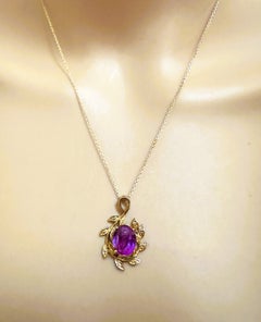 Neu, afrikanische Halskette aus vergoldetem Sterling mit 5,20 Karat rosa, lila Saphir und gelbgoldetem Saphir