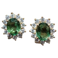 Nuevo Pendientes africanos de 5,20ct Turmalina verde y zafiro RGold chapado en oro de ley