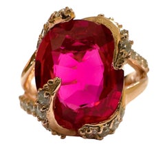 New African 5.3 Ct Pinkish Red Sapphire RGold Plated Sterling Ring