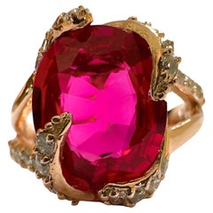 New African 5.3 Ct Pinkish Red Sapphire RGold Plated Sterling Ring 