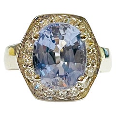 New African 5.30 Ct IF Cornflower Blue & White Sapphire Sterling Ring