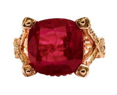 New African 5.4 Ct Pinkish Red Sapphire RGold Plated Sterling Ring