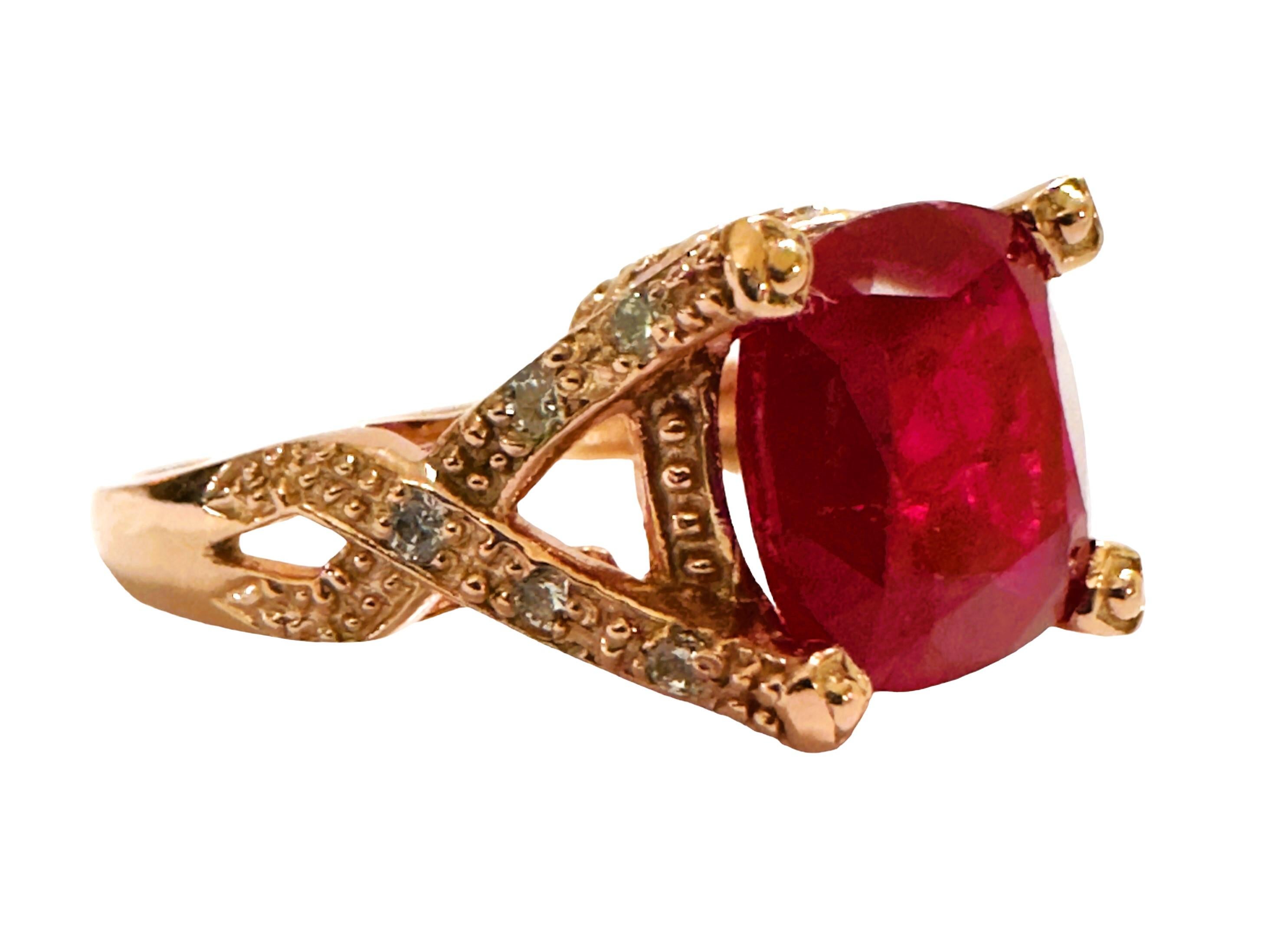 Women's New African 5.4 Ct Pinkish Red Sapphire RGold Plated Sterling Ring