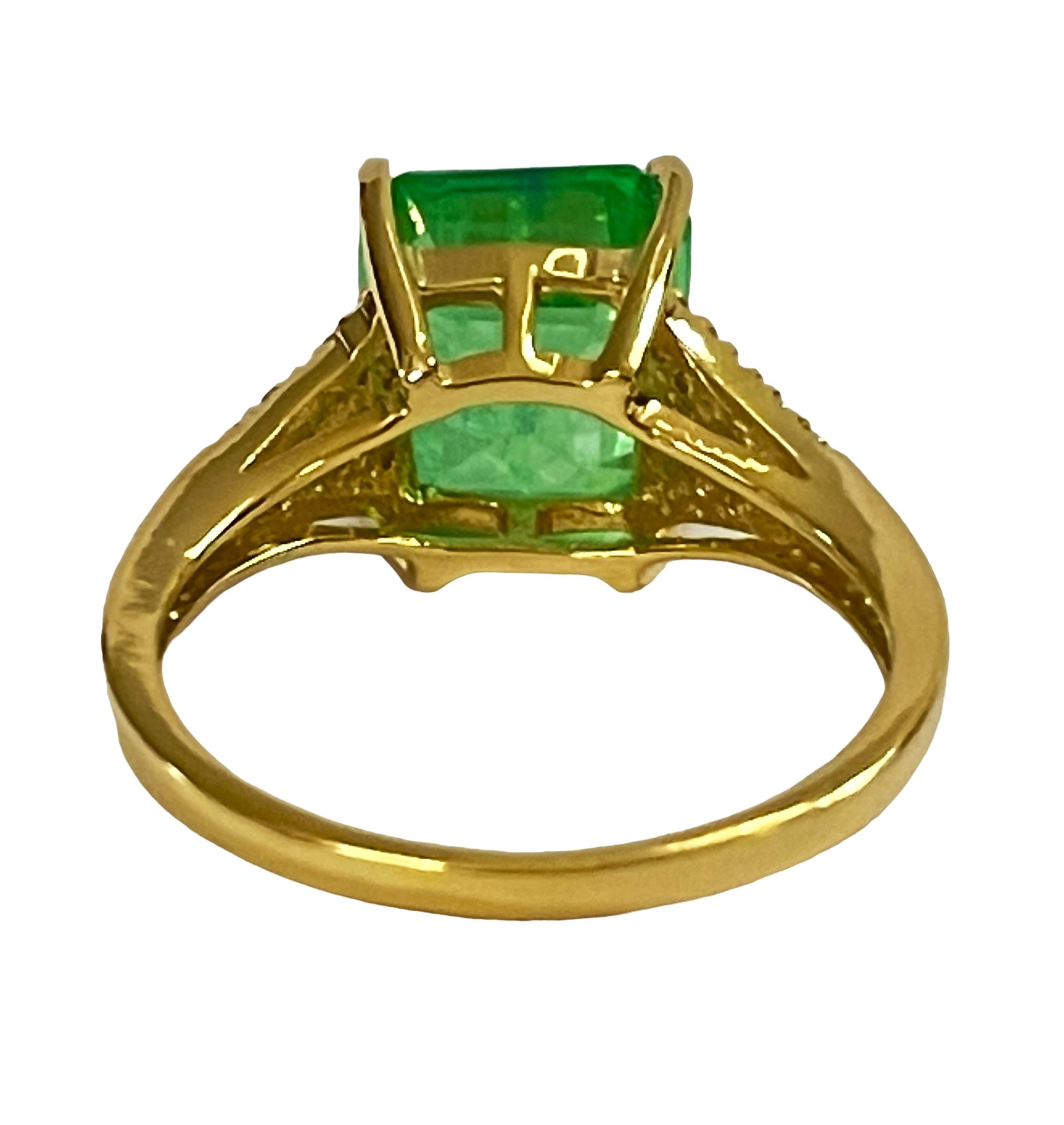 Oval Cut New African 5.40 Carat Emerald Green Garnet Sapphire YGold Sterling Ring