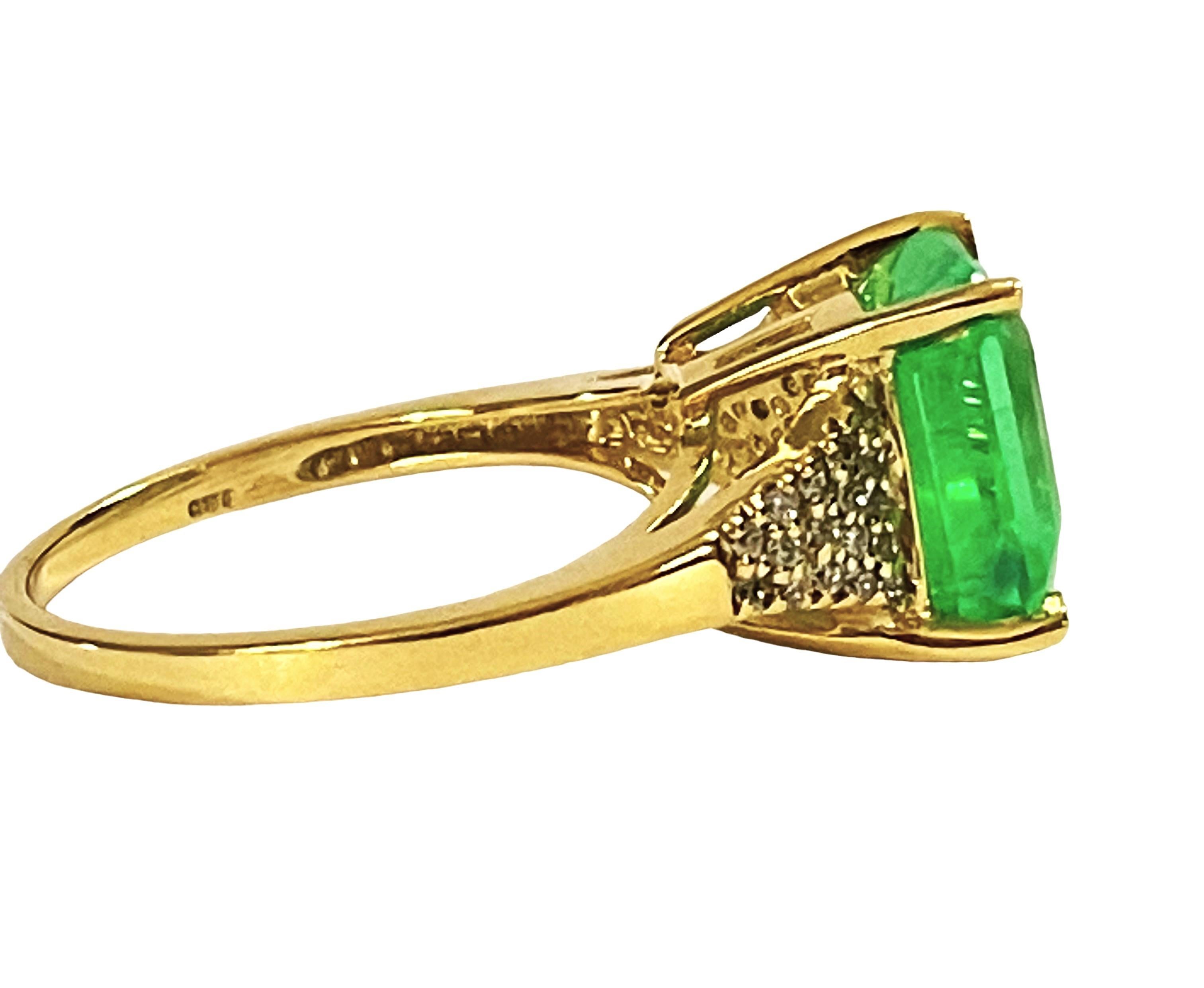 New African 5.40 Carat Emerald Green Garnet Sapphire YGold Sterling Ring In New Condition For Sale In Eagan, MN