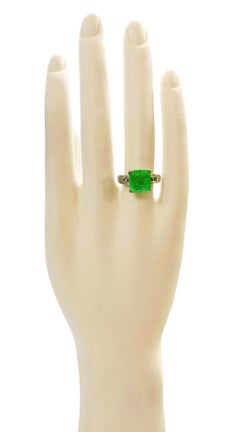 New African 5.40 Ct Emerald Green Garnet Sapphire Sterling Ring Size 7