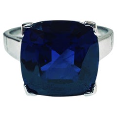 New African 5.45 Ct Royal Blue Sapphire Solitaire Sapphire Sterling Ring