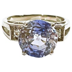 New African 5.6 Ct Cornflower Blue & White Sapphire Plated Sterling Ring